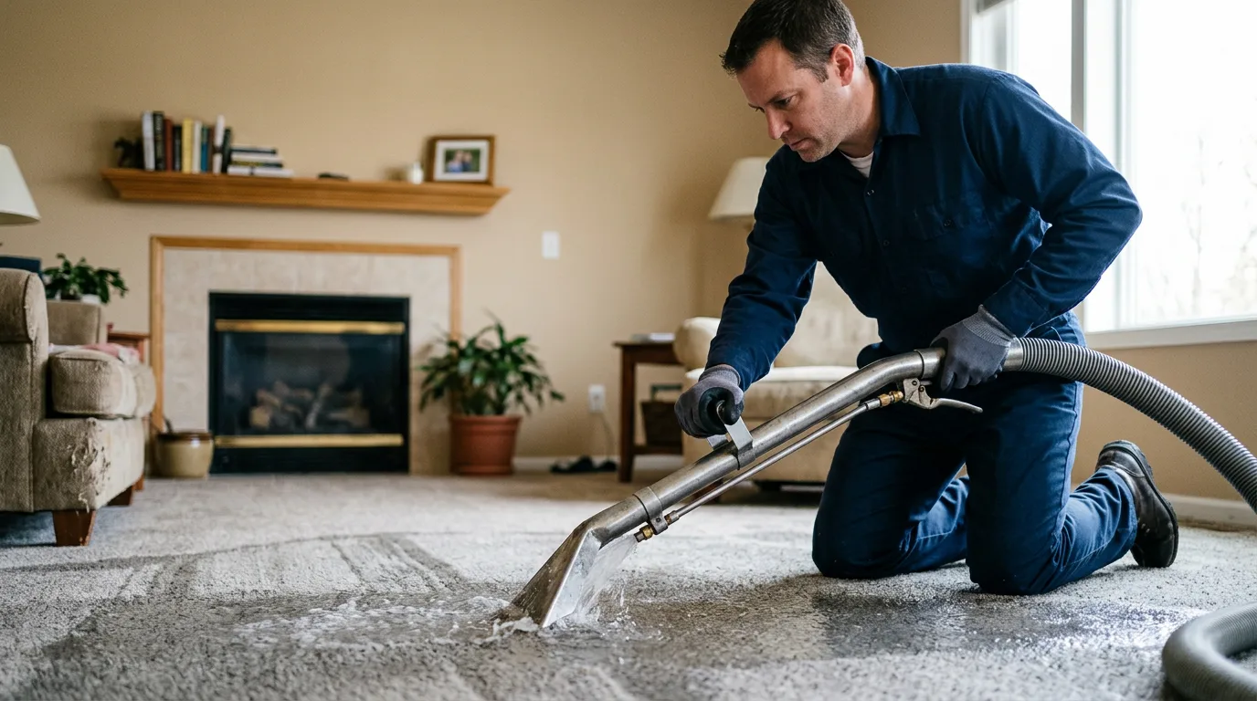 Water damage restoration technician working near Darlington, IN